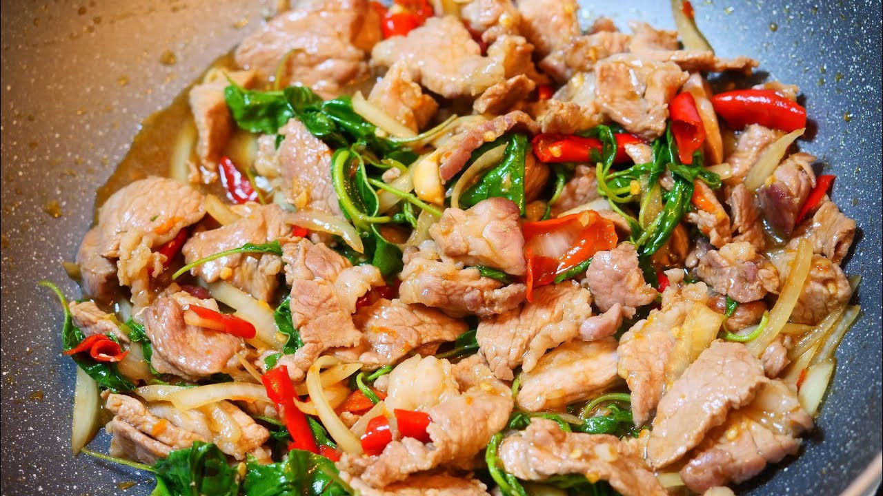 Thai basil stir-fry prepared by Laap Thai